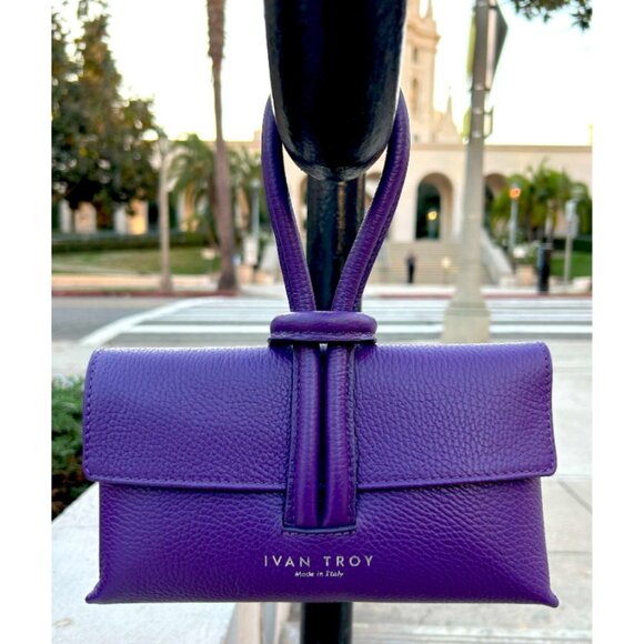 Aria Purple Wrist Italian Shoulder Handbag - Picture 1 of 9